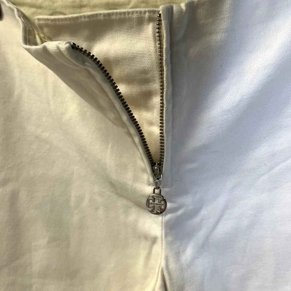 TORY BURCH Women's Zip Front Mid Rise Flared Leg Ankle Pants White Size 4 - Picture 3 of 9